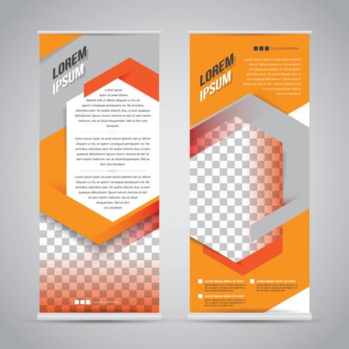 Orange roll up banner stand design template vector