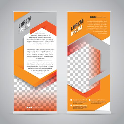 Plantilla de diseño de soporte de banner de roll up naranja vector