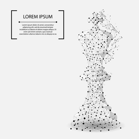 Abstract mash line and point king of chess. Vector business illustration. Polygonal low poly. 