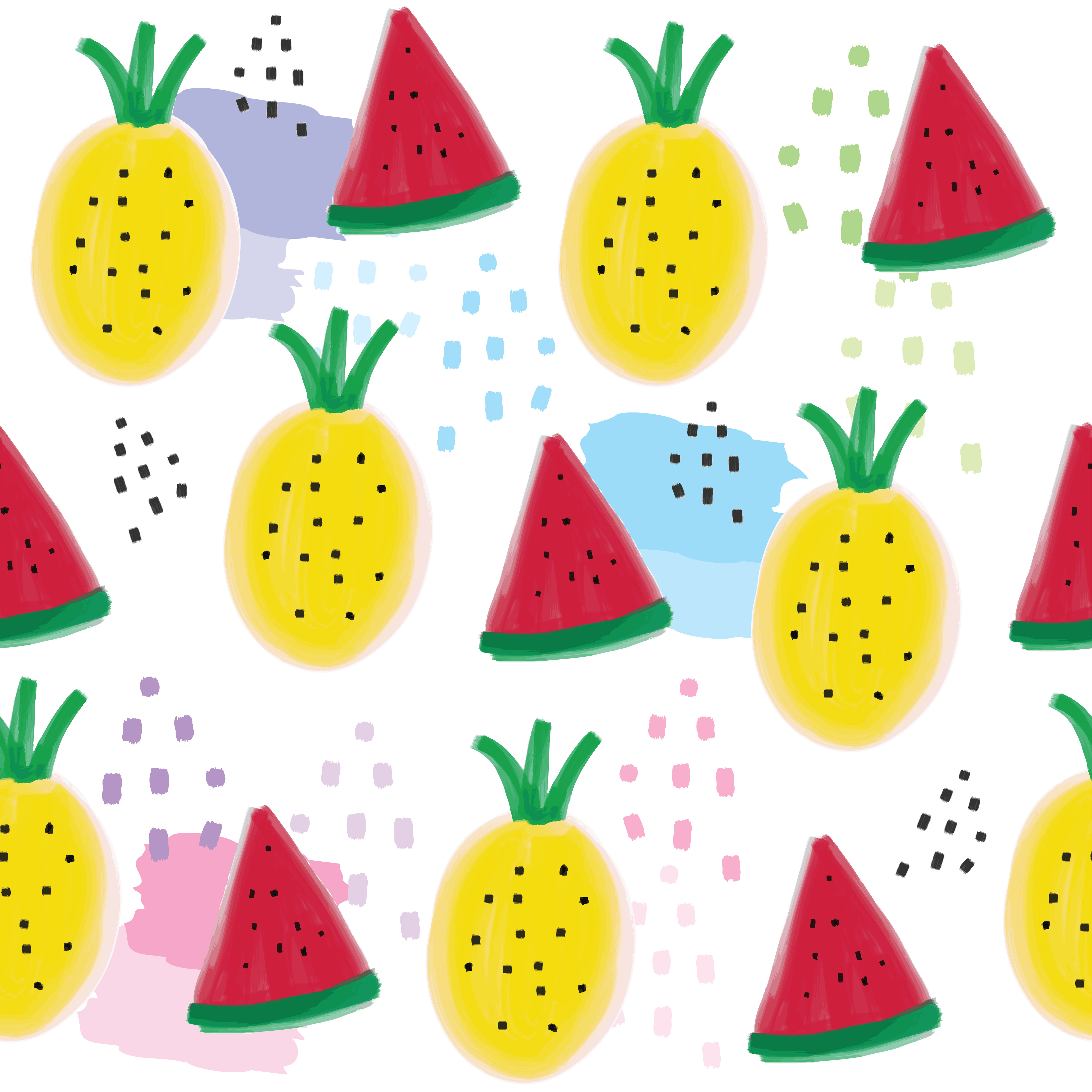 Download Cute summer pineapple and watermelon seamless pattern ...
