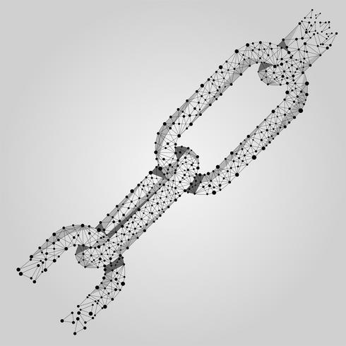 Resumen línea de puré y punto enlace blockchain. Ilustración vectorial de negocios Concepto de red de negocio de seguridad hipervínculo poligonal triángulo de icono de cadena de tecnología de Internet. vector
