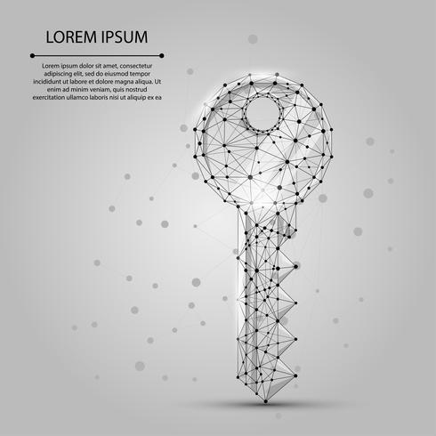 Polygonal wireframe mesh keyfrom dots and lines. Security or success vector illustration.