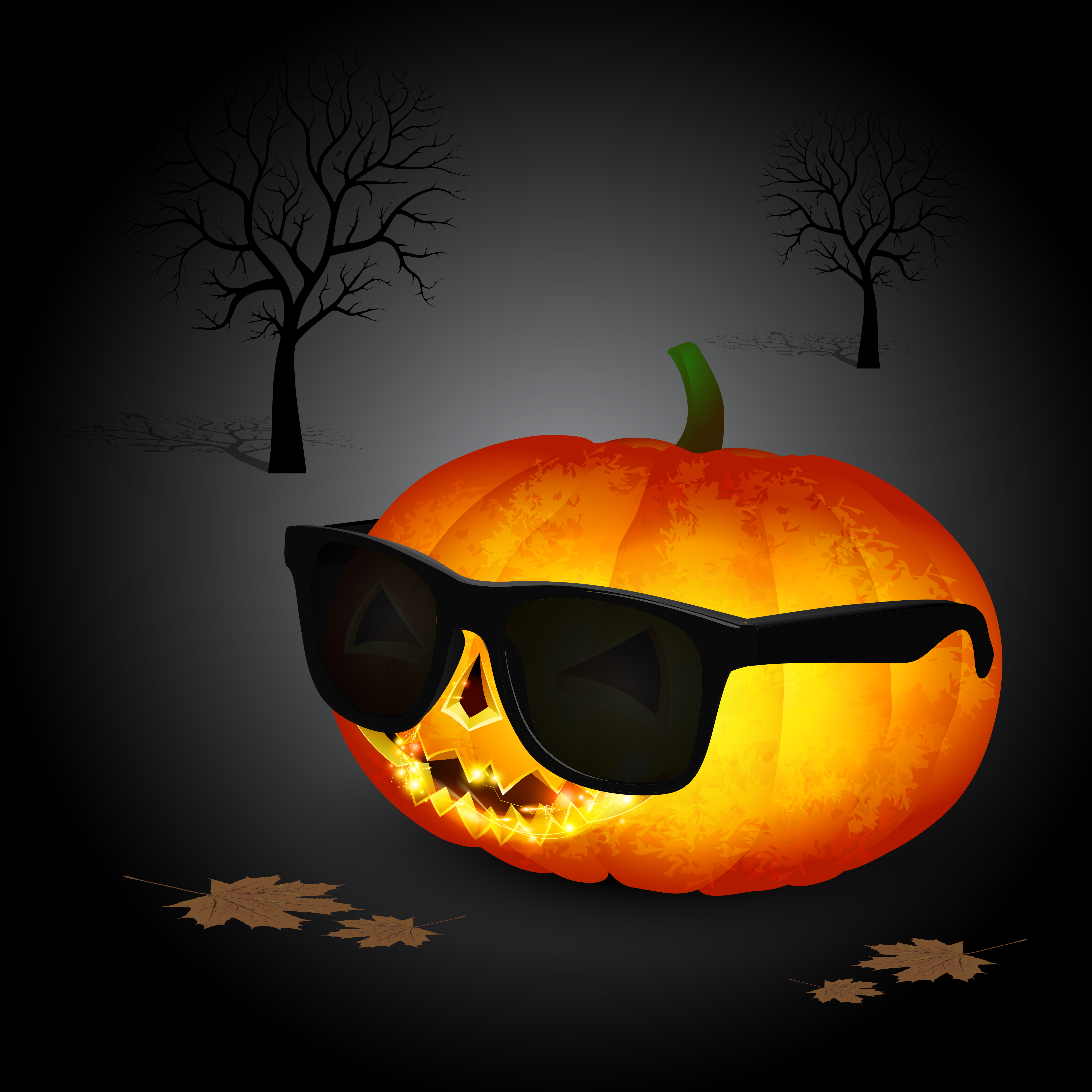 Download Pumpkin with sun glasses 622001 Vector Art at Vecteezy