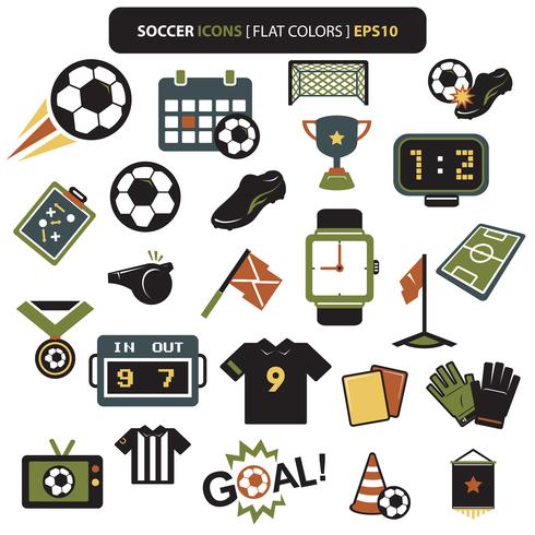 Soccer icons colors vector