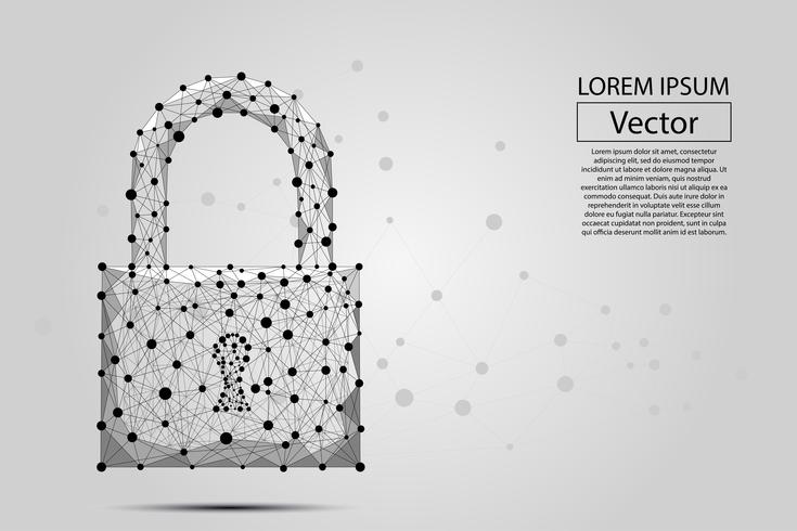 Security lock composed of polygons. Business concept of data protection. Low poly vector illustration consists of lines, dots, polygons and shapes. Futuristic  background