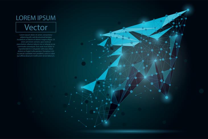 Abstract mesh line and point Arrow. Vector polygonal low poly business illustration.