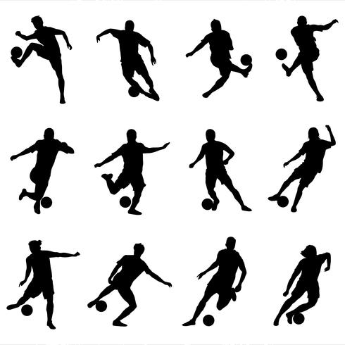 Silhouette soccer player pack vector