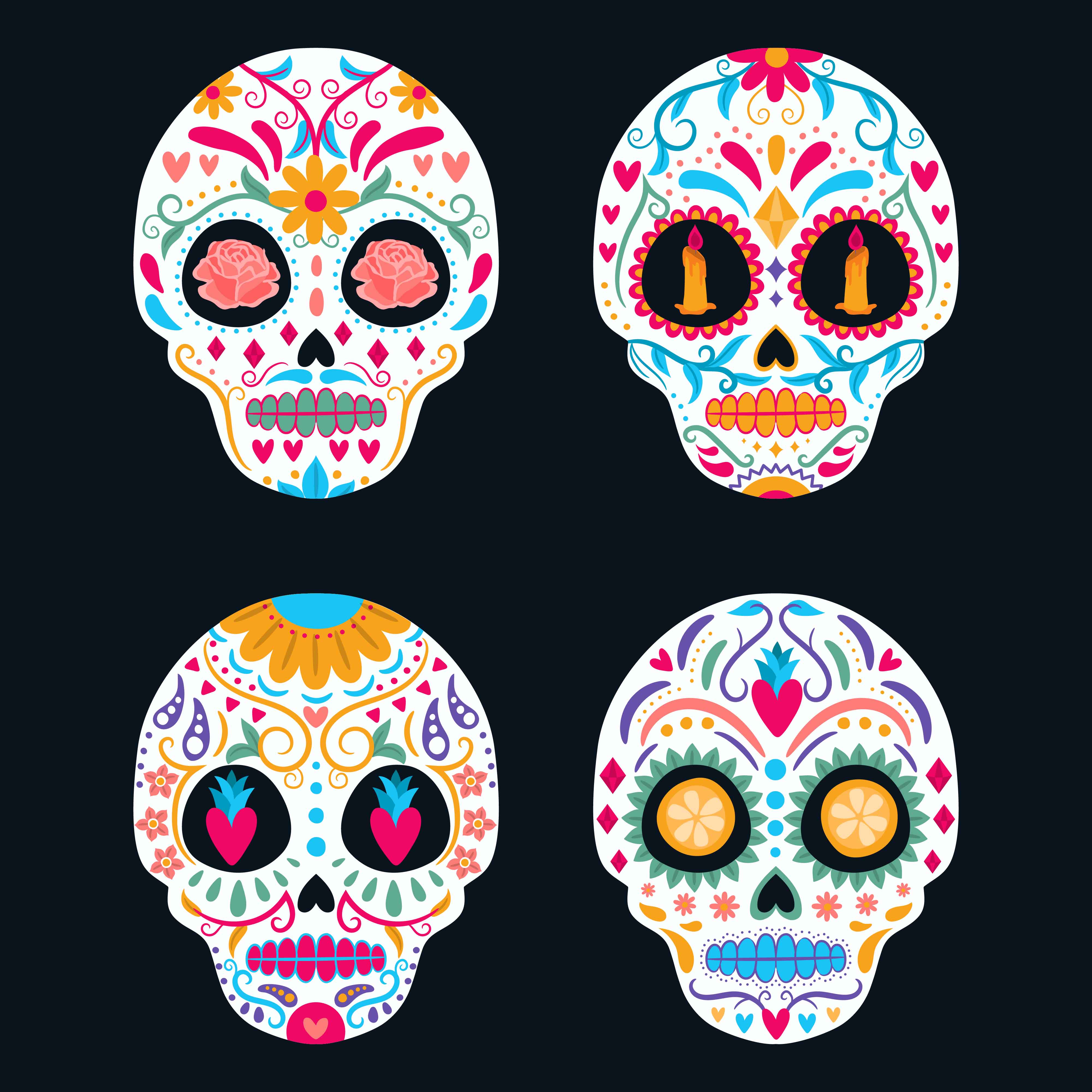 dia de los muertos skull mask template