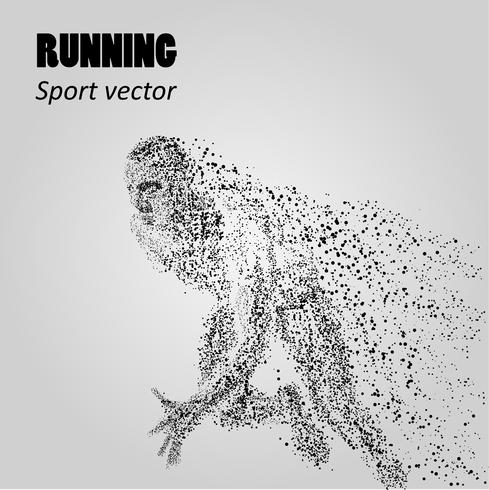 Silueta de un hombre corriendo de partículas. Silueta del corredor Ilustracion vectorial Imagen de deportistas compuesta de partículas. vector