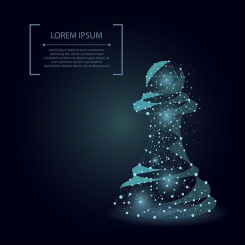Abstract mash line and point chess pawn. Vector business illustration. Polygonal low poly. 