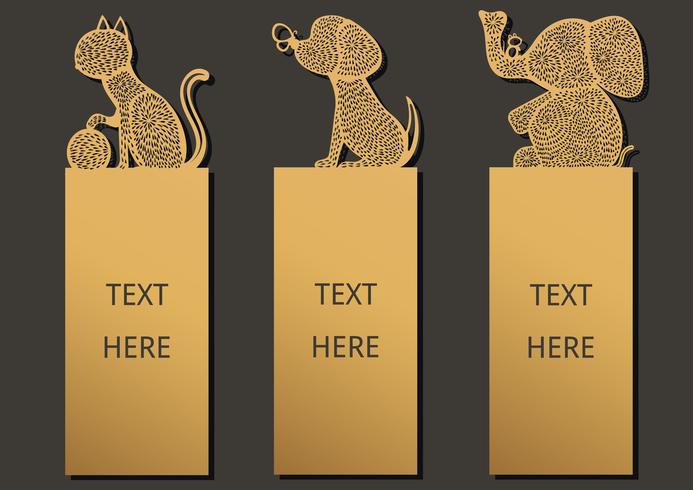 Bookmark animals set vector