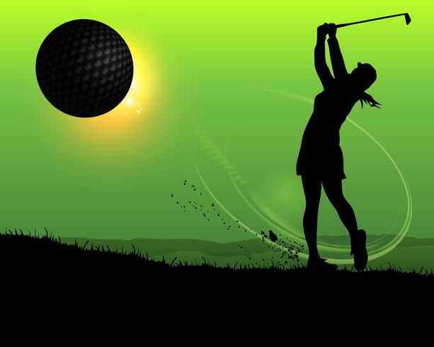 Silhouette woman golfer  vector