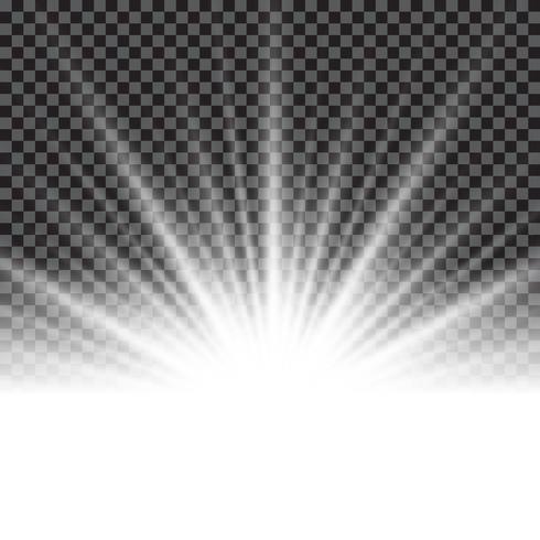 Lighting effect sunburst or sunbeams on transparent background. vector