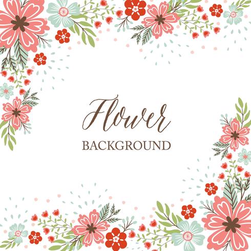 Hand drawn Spring Flower Border Background - Vector Illustration