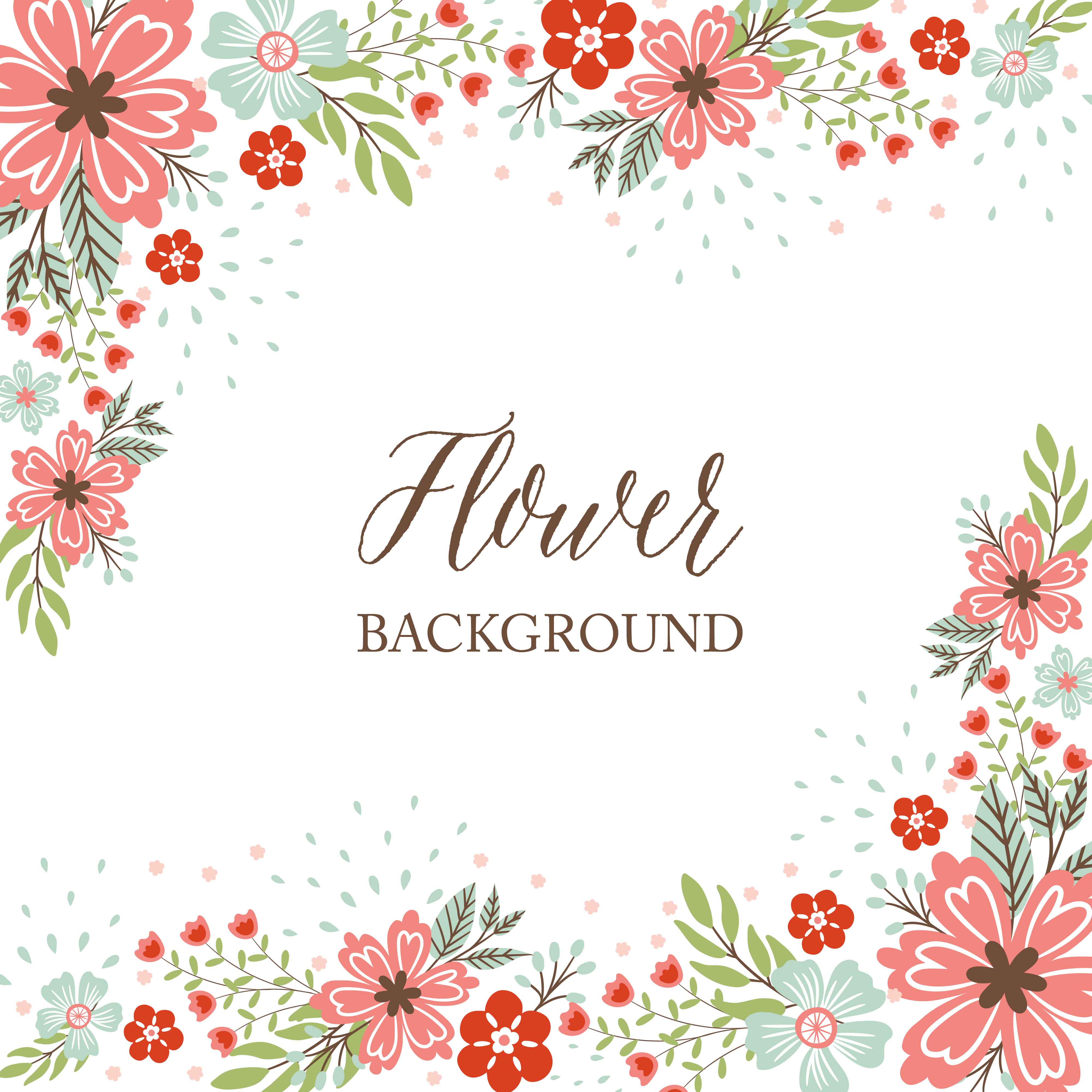 Download Hand drawn Spring Flower Border Background - Vector Illustration - Download Free Vectors ...