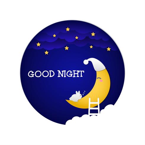 Good night paper style vector