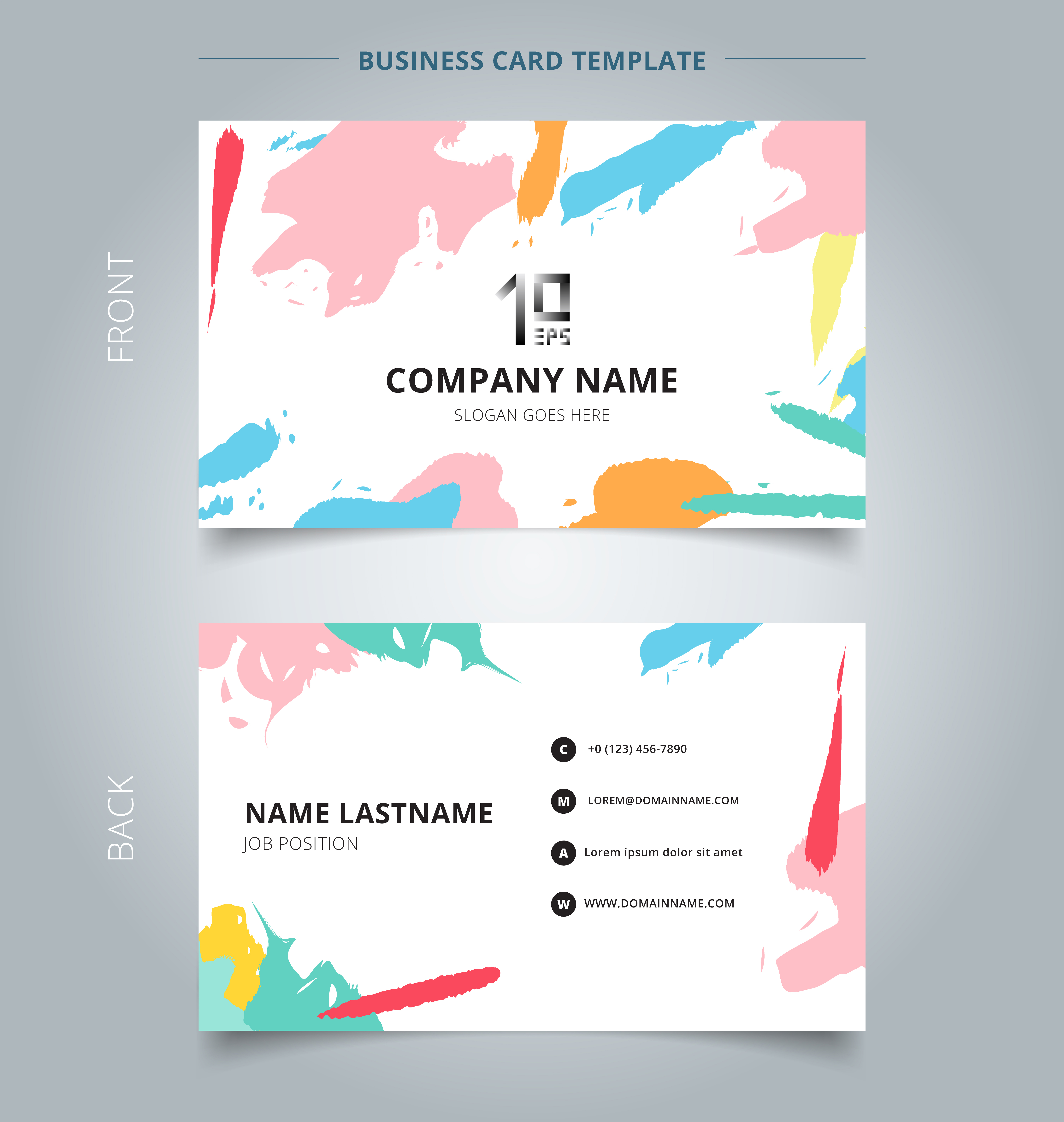 name card template abstract shapes art pattern pastels