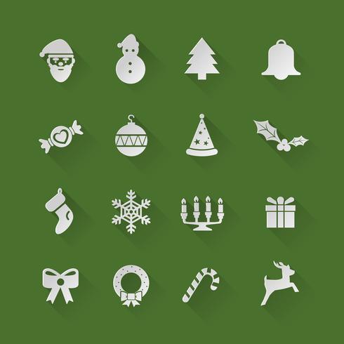 Iconos planos de navidad vector