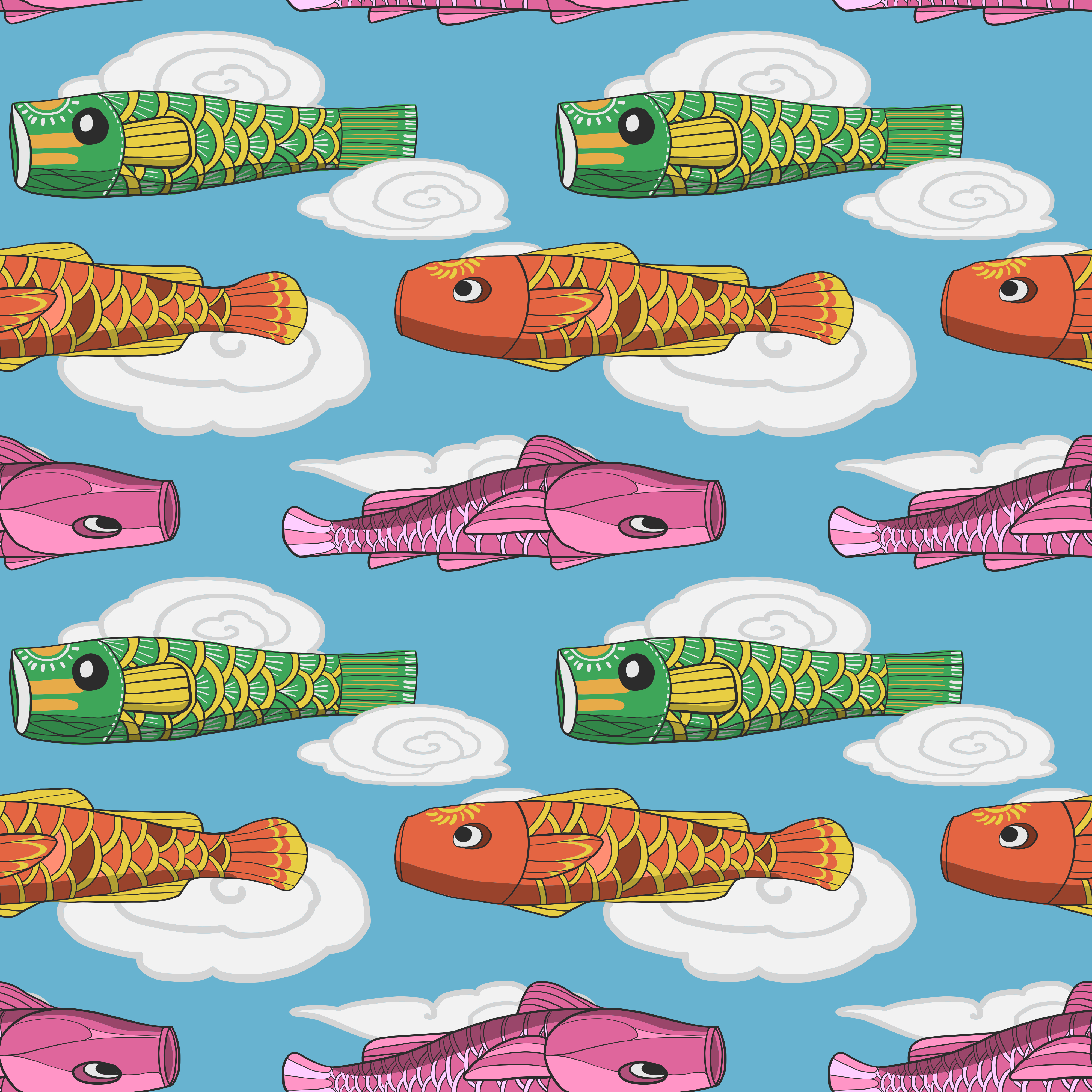 Download Japanese koi fish flag seamless pattern 622313 - Download ...