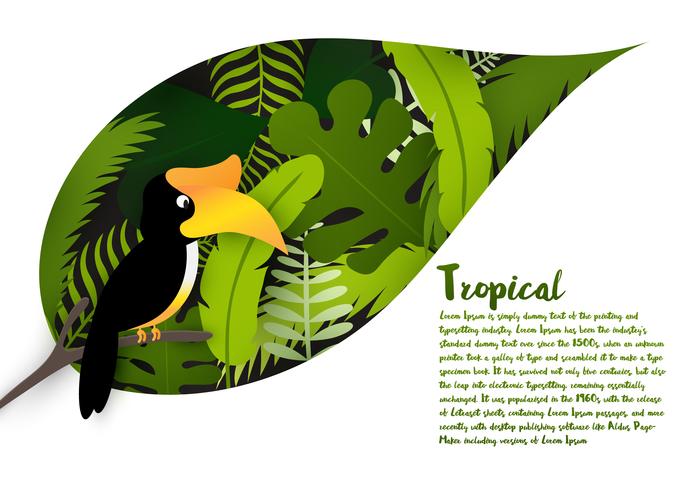 Tropical leaves background vector