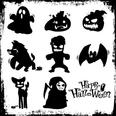 Silhouette halloween monsters vector