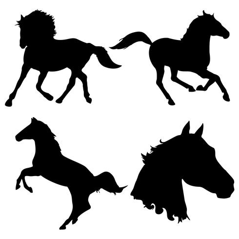 Vector de silueta caballos