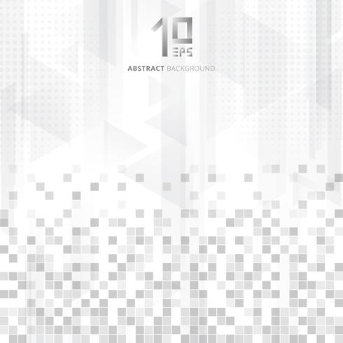 Abstract technology geometric data squares pattern triangles overlay gradient gray color on white background. vector