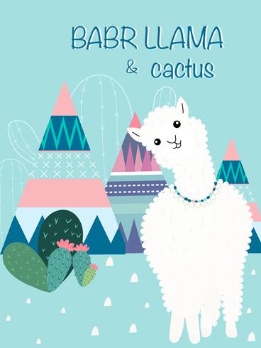 Llama and Cactus Clipart Bundle,No Drama Llamas Graphics Set. vector