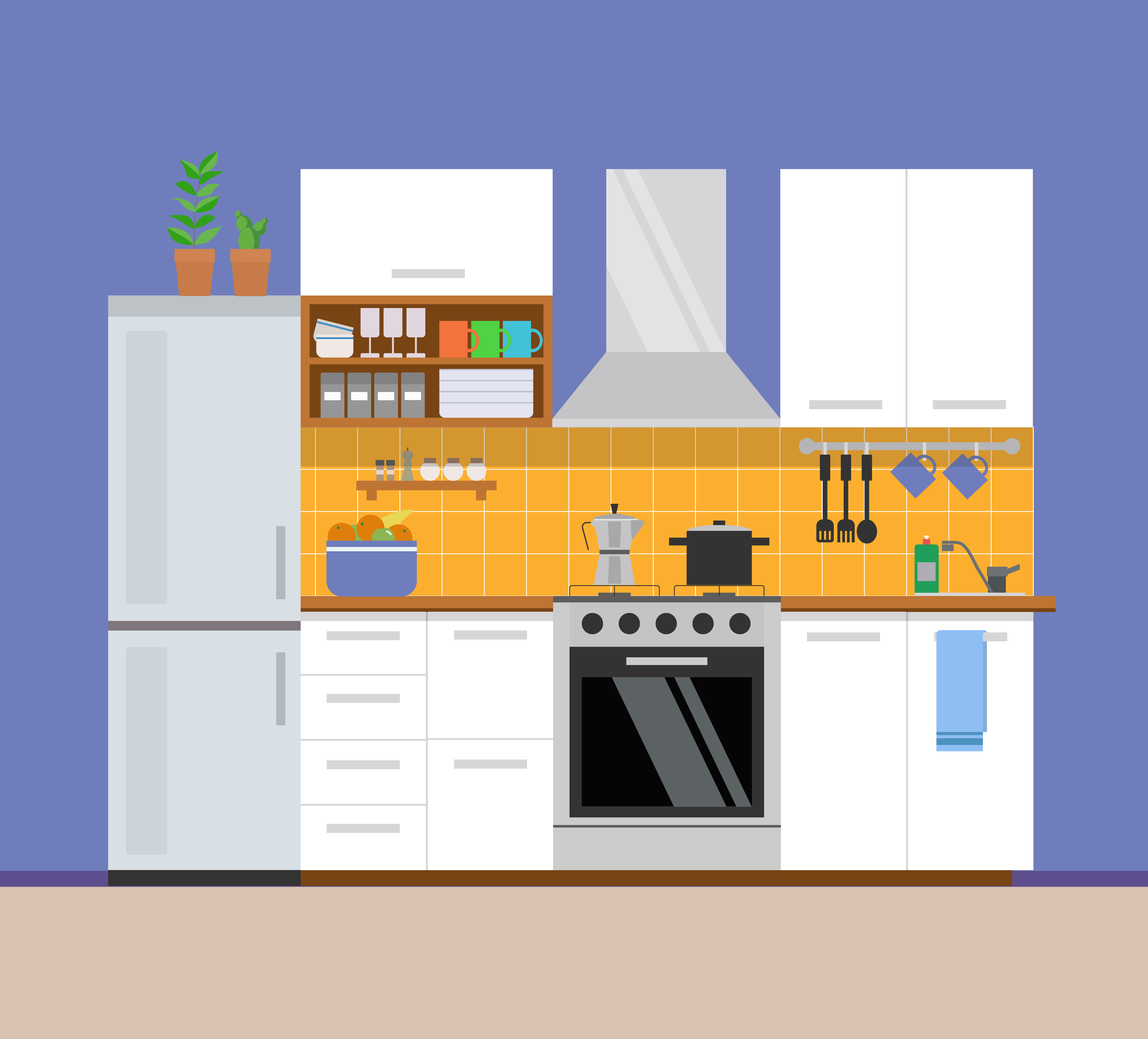 Download Kitchen modern interior, apartment design. Vector illustration in flat style. - Download Free ...