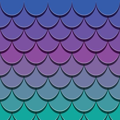 Mermaid tail pattern. Paper cut out 3d fish skin background. Bright spectrum colors. vector