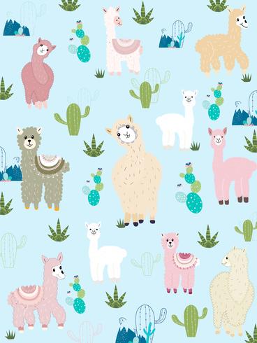 Llama y Cactus Clipart Bundle, No Drama Llamas Graphics Set. vector