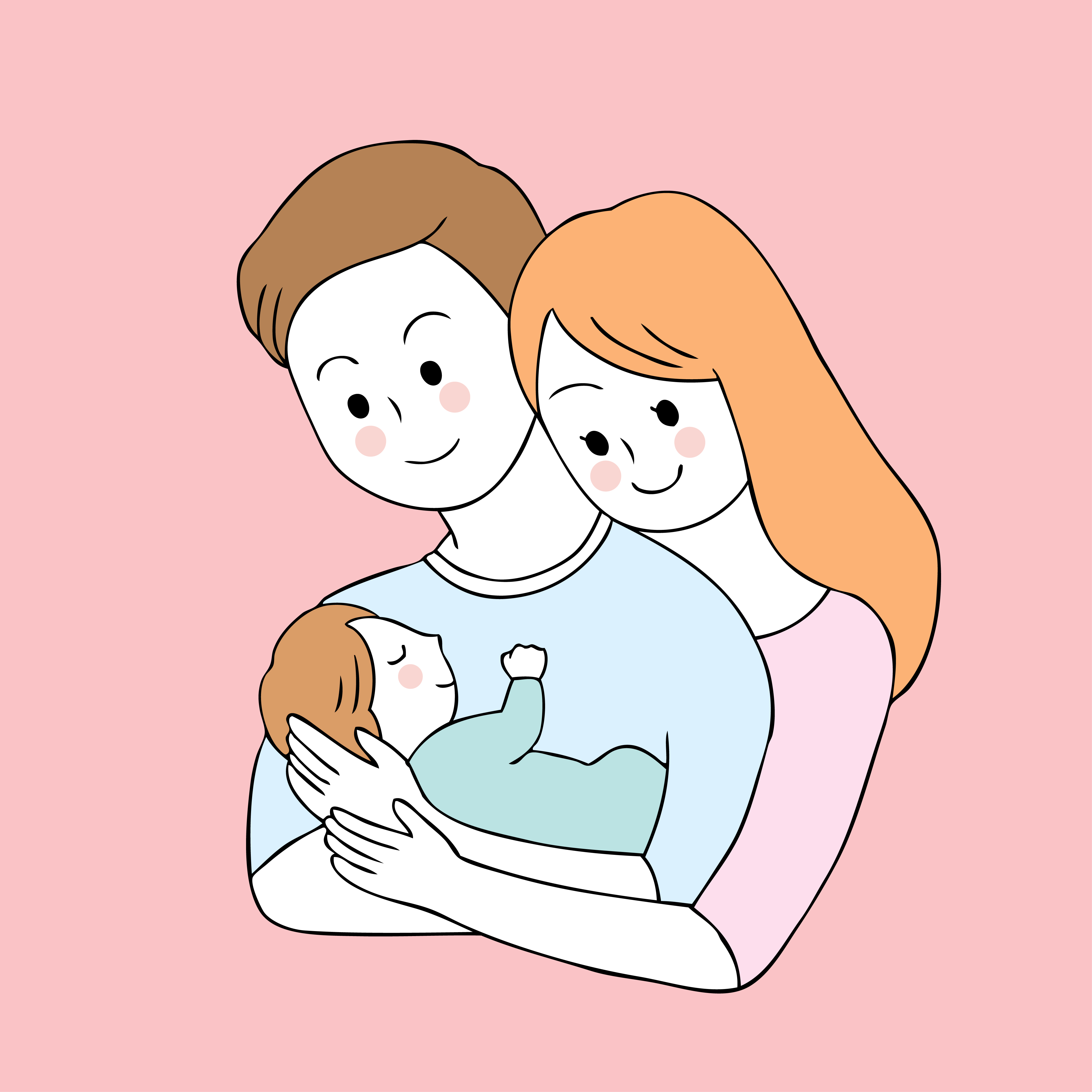  Cartoon  cute parents  and baby vector 622587 Vector Art at 