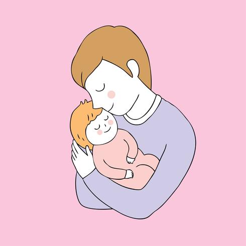 Cartoon cute father and daughter vector. vector