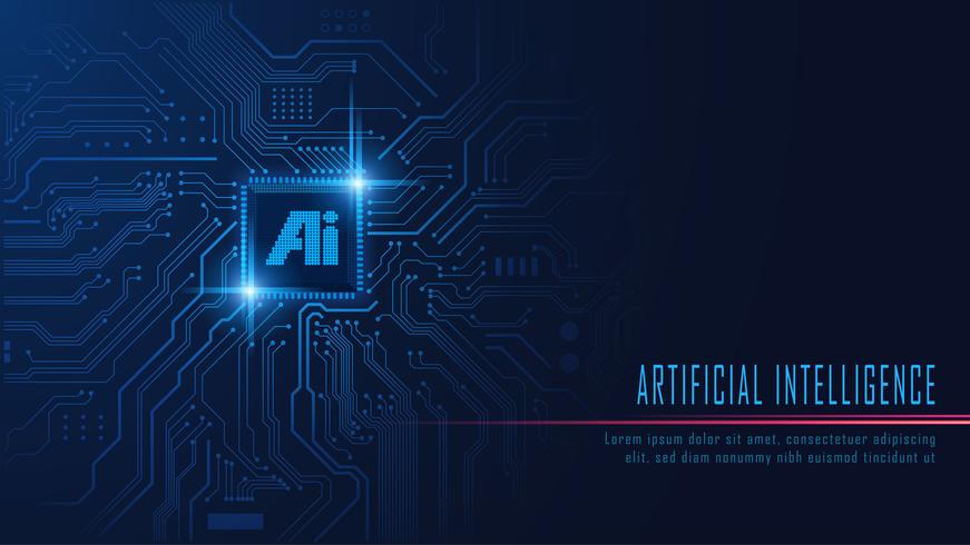 AI chipset on circuit board vector