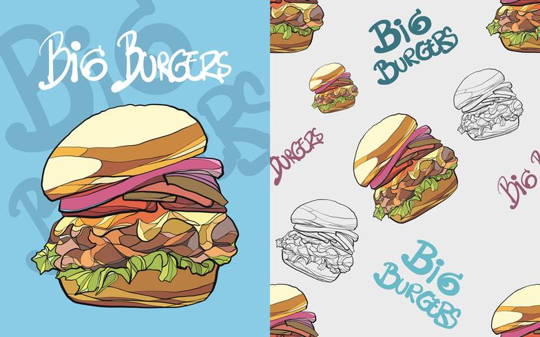 Hamburguesa de patrones sin fisuras vector