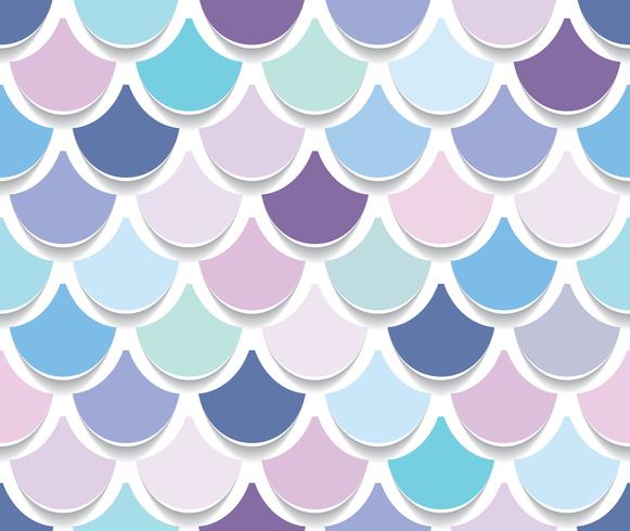 Mermaid tail seamless pattern. Paper cut out fish skin background. Trendy pastel pink and purple colors. vector