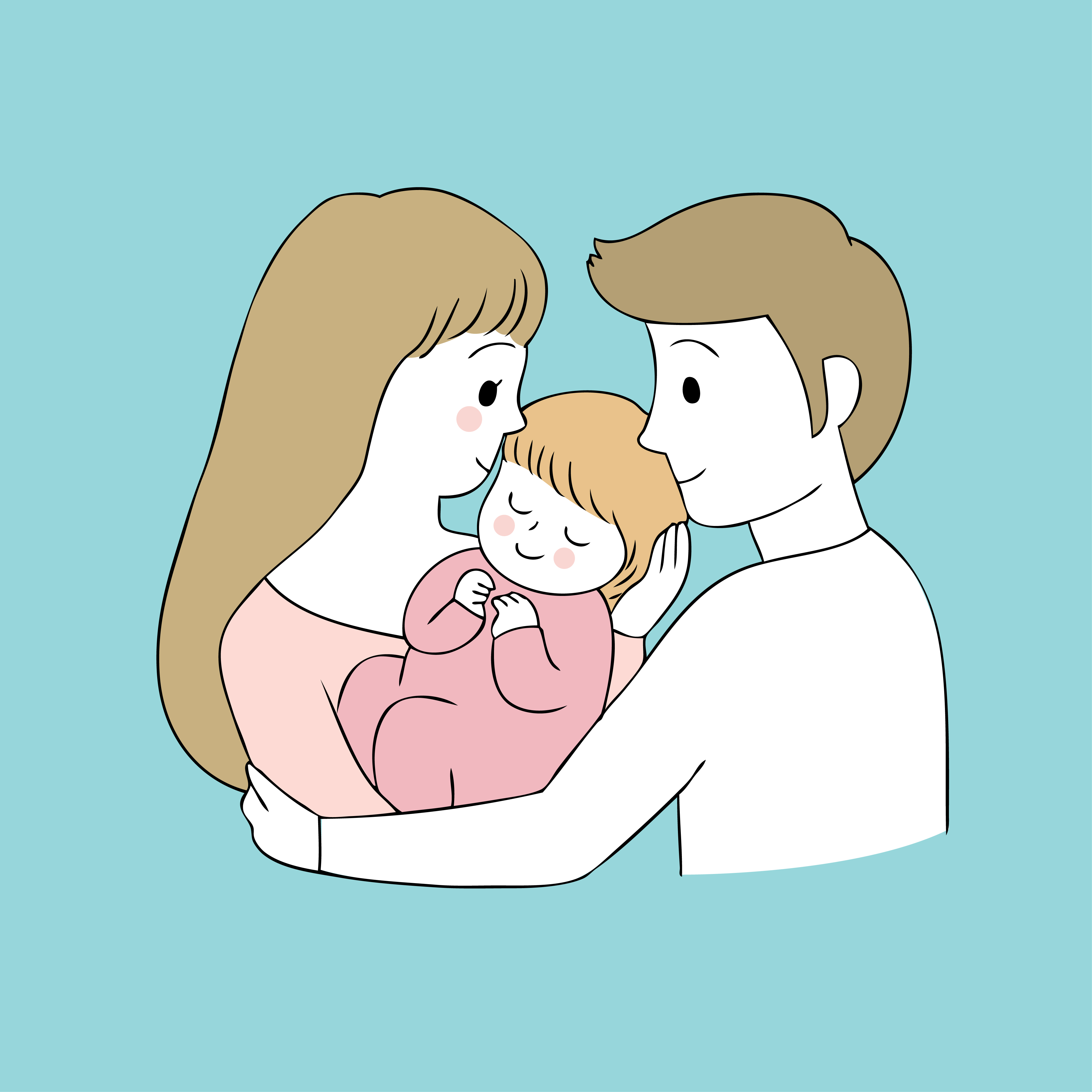 Cartoon cute parents kiss baby vector. 622647 Vector Art at Vecteezy