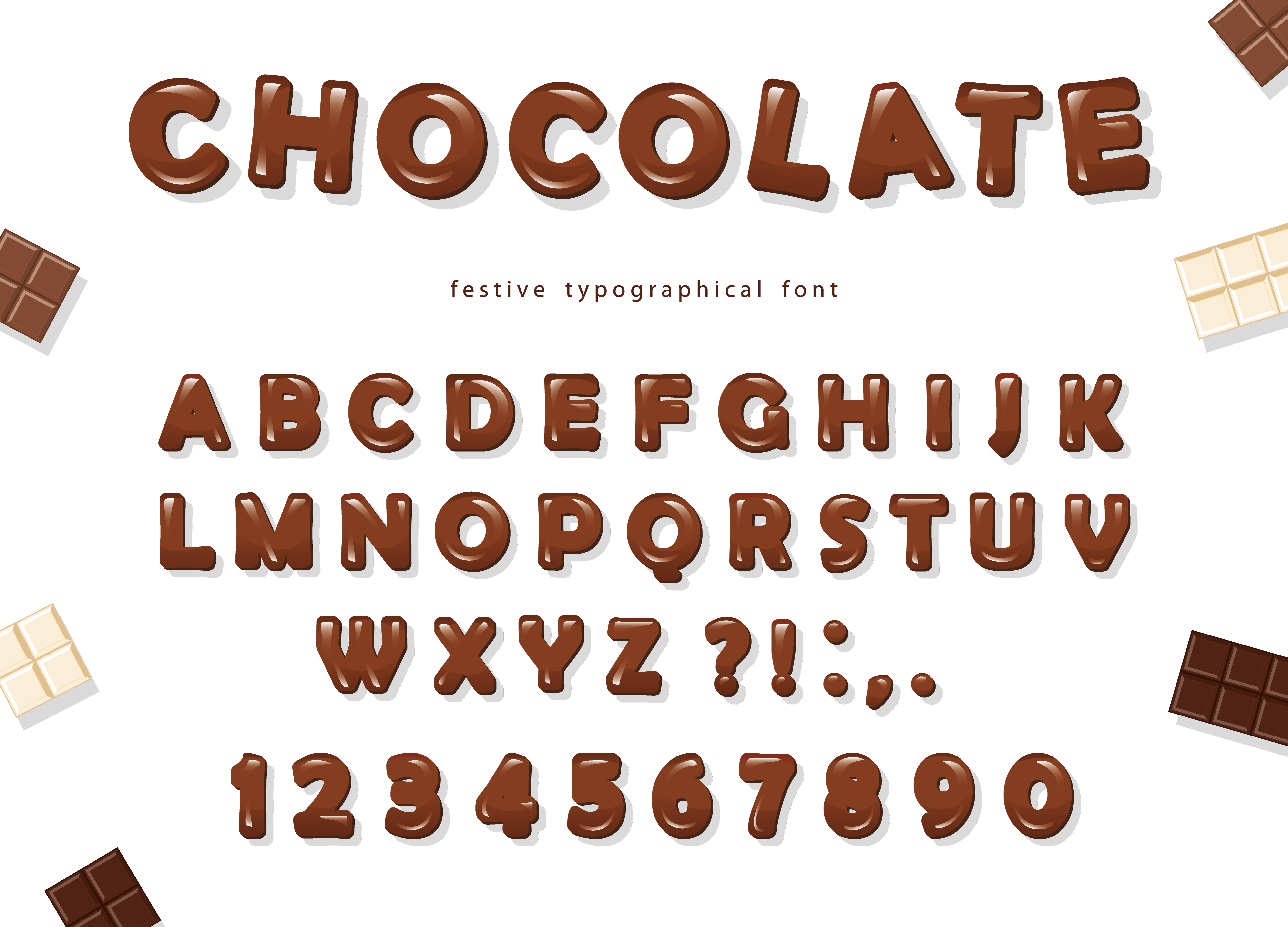 Chocolate Font Design Sweet Glossy Abc Letters And Numbers 622649