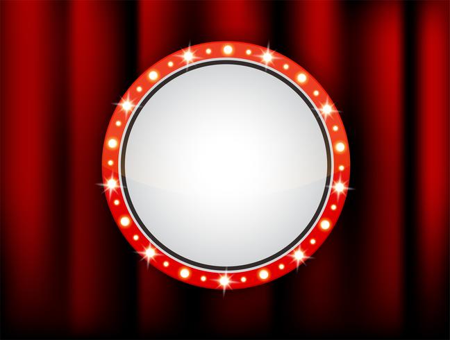 Vector circle frame of retro light boxes in an empty theater for inserting your text.