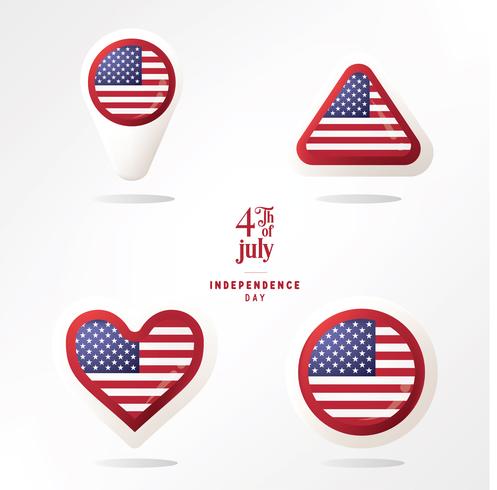 4th of July Pin Vector Pack