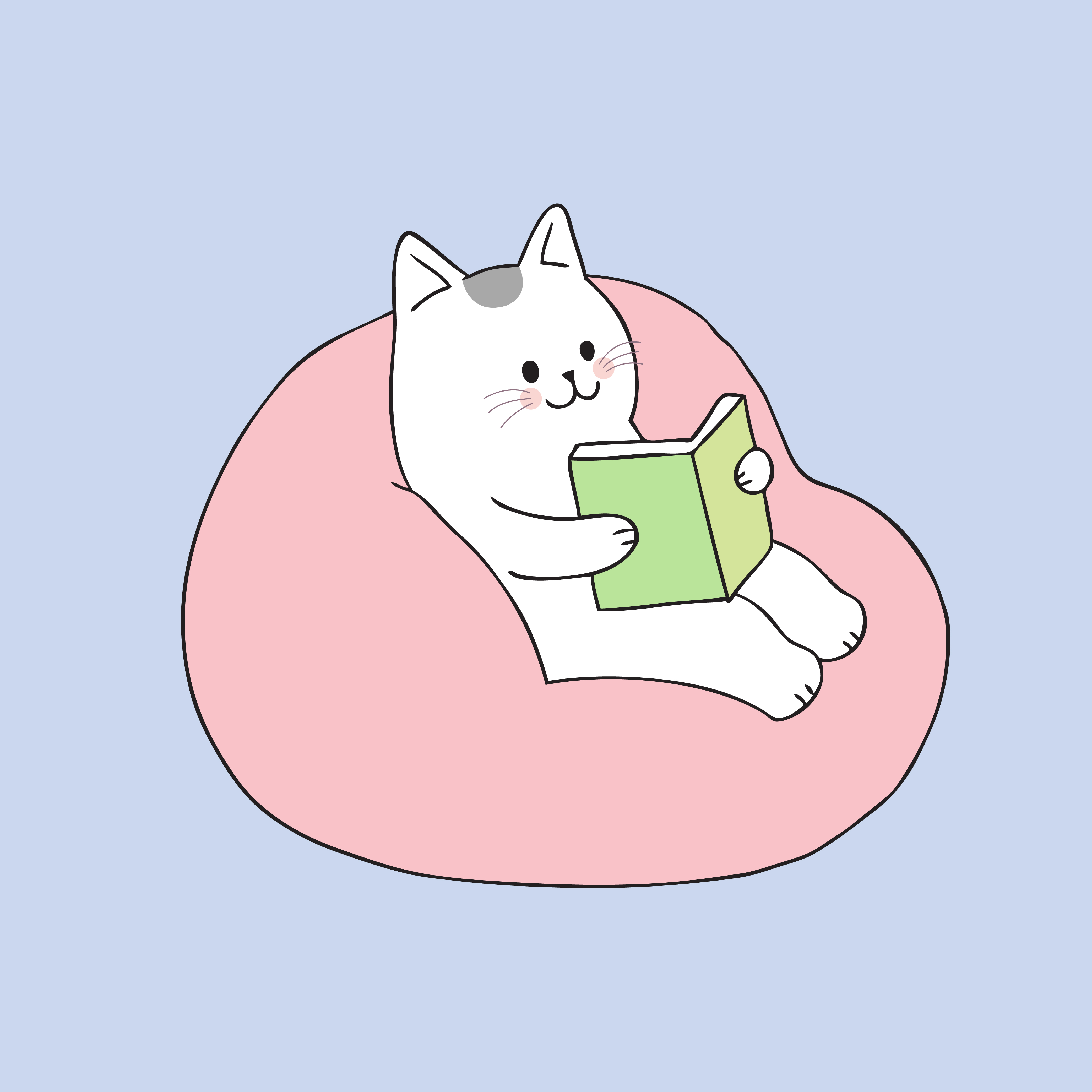 Cartoon cute cat reading on sofa vector. 622943 Vector Art at Vecteezy
