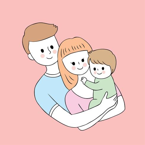 Dibujos animados lindos padres y bebé vector. vector