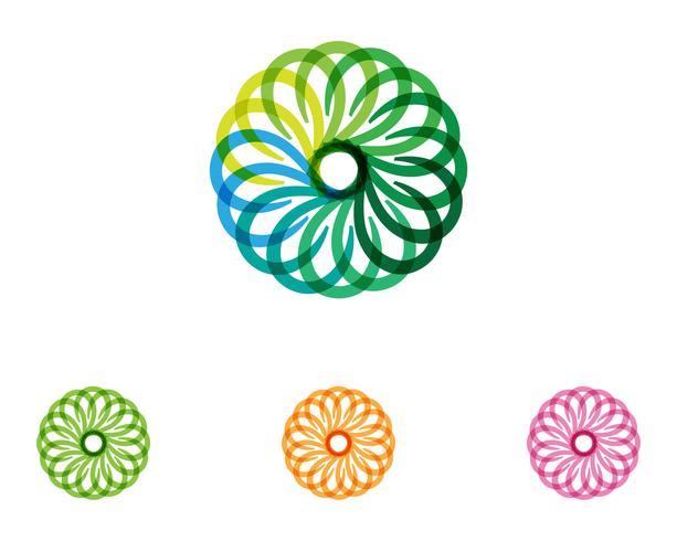 Logo de motivos florales y símbolos sobre un fondo blanco vector
