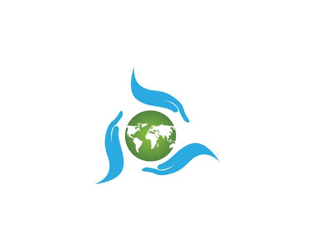 World and hand global green logo vector