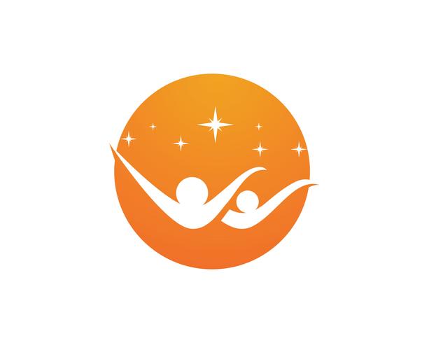 Grupo de personas de la comunidad de estrellas, logotipo y símbolos vector