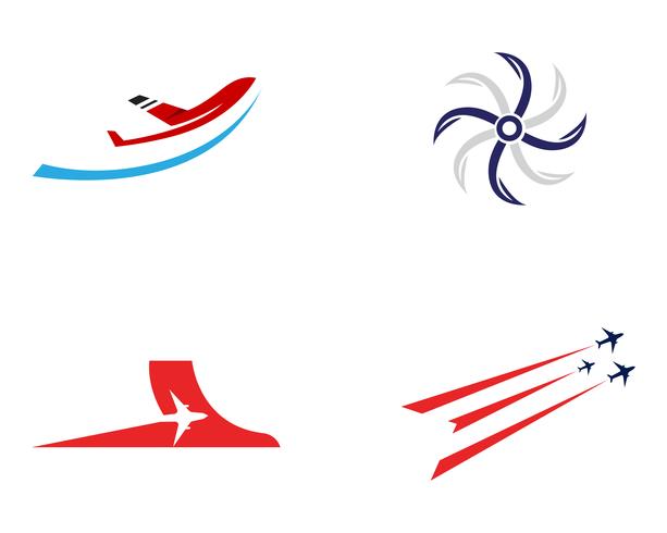 Avión mosca logotipo y símbolos vector plantilla