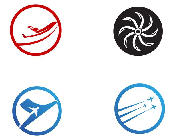 Avión mosca logotipo y símbolos vector plantilla