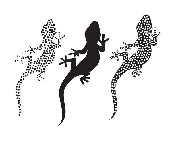 Lizard Chameleon Gecko Silhouette black vector black