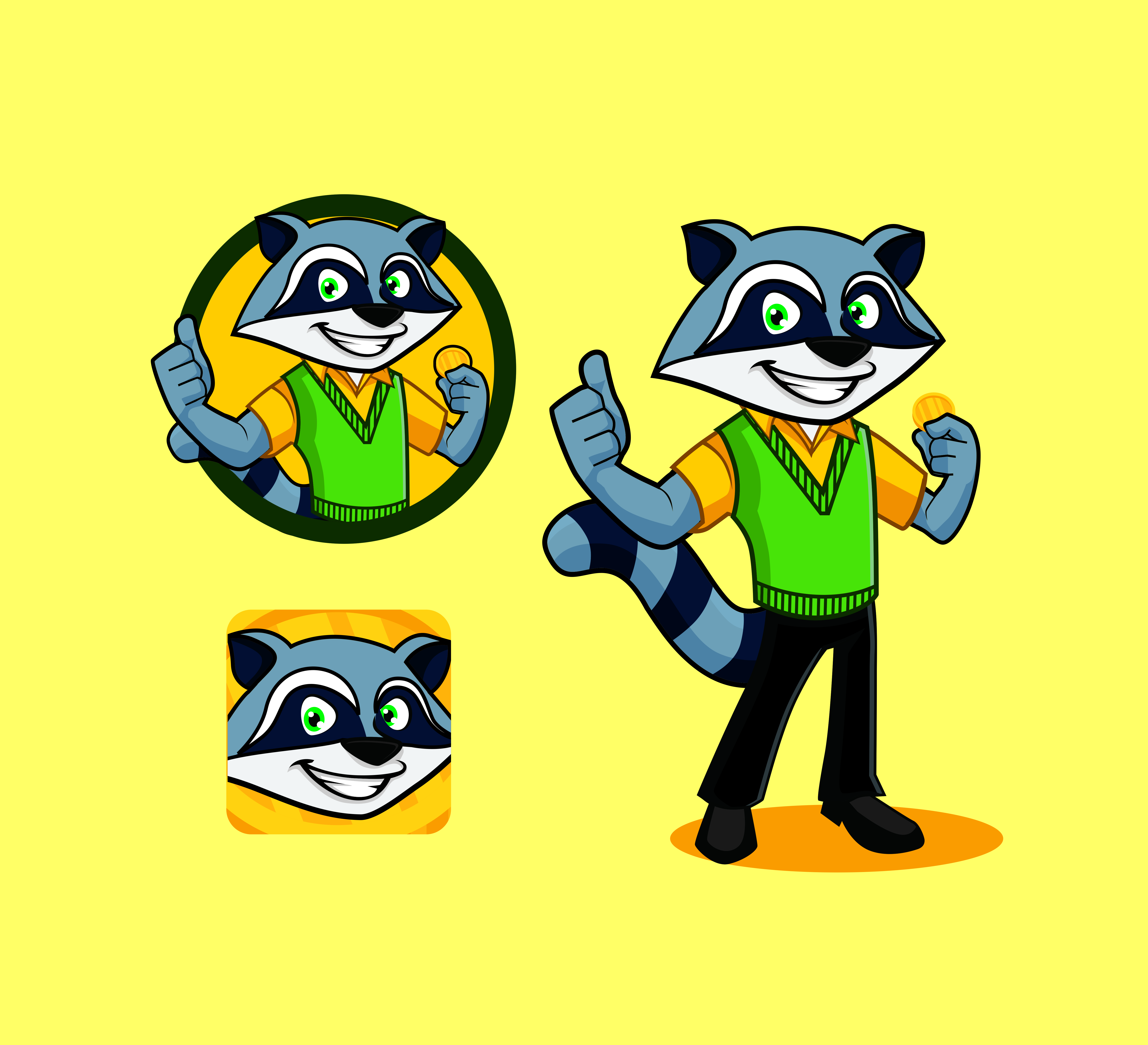 Download cartoon Raccoon Character mascot logo designs - Download Free Vectors, Clipart Graphics & Vector Art
