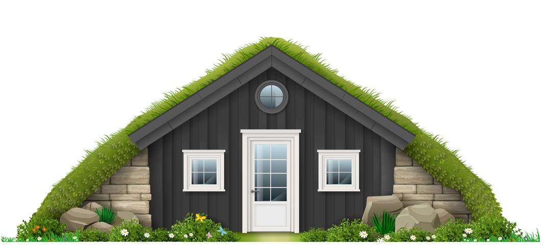 Traditional Icelandic turf house vector